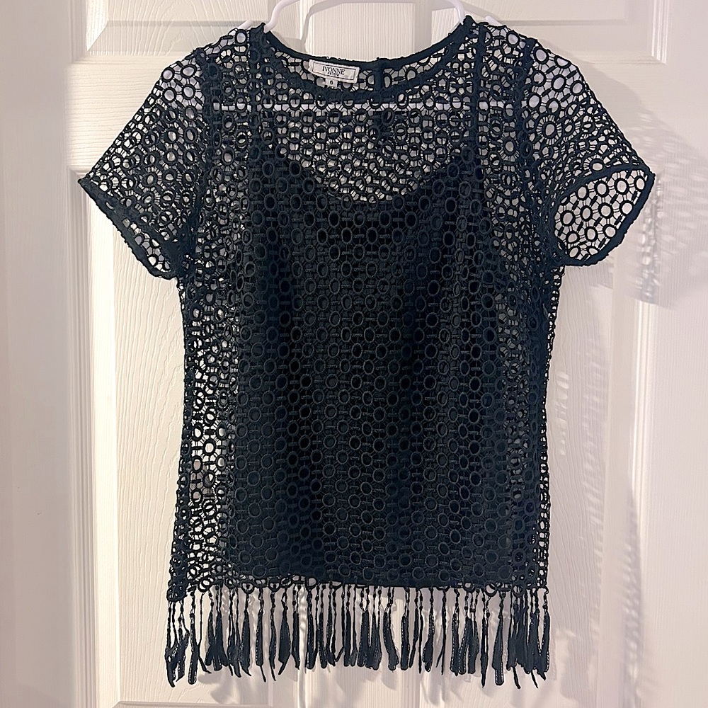 3/$25 vintage boho gothic open knit lined beachy 60s 70s 90s retro showgirl